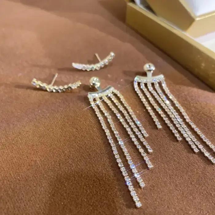 Boucles d'oreilles pendantes à pampilles de style tennis pour femmes