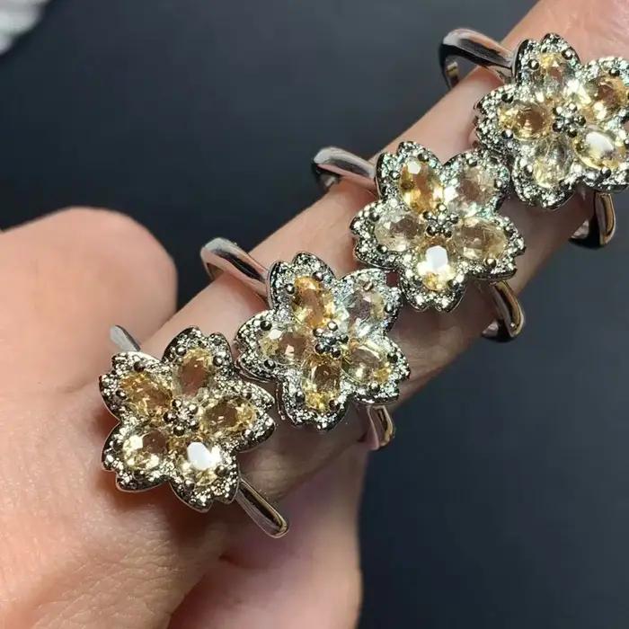 MM naturel Citrine anneau réglable femme bague bijoux pour femmes cadeau en gros de haute qualité Vintage Fine