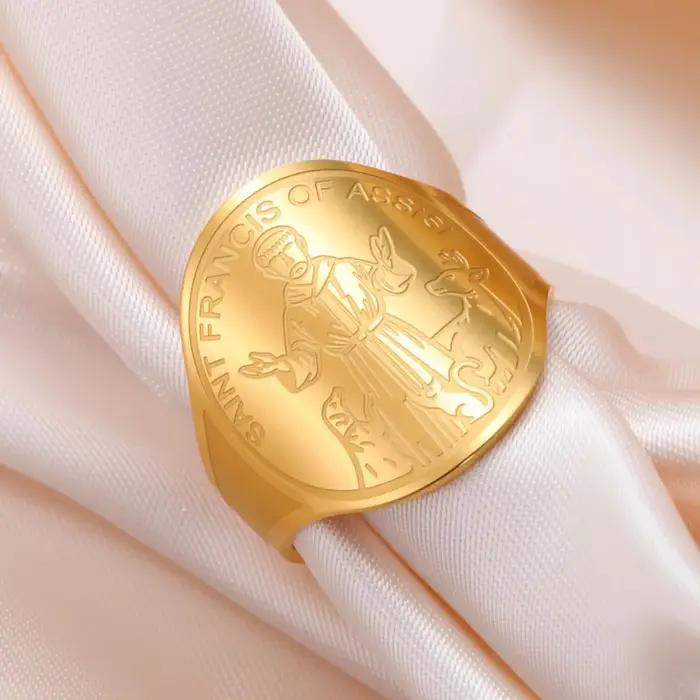 LIKGREAT – bague médaille de St Francis pour hommes et femmes