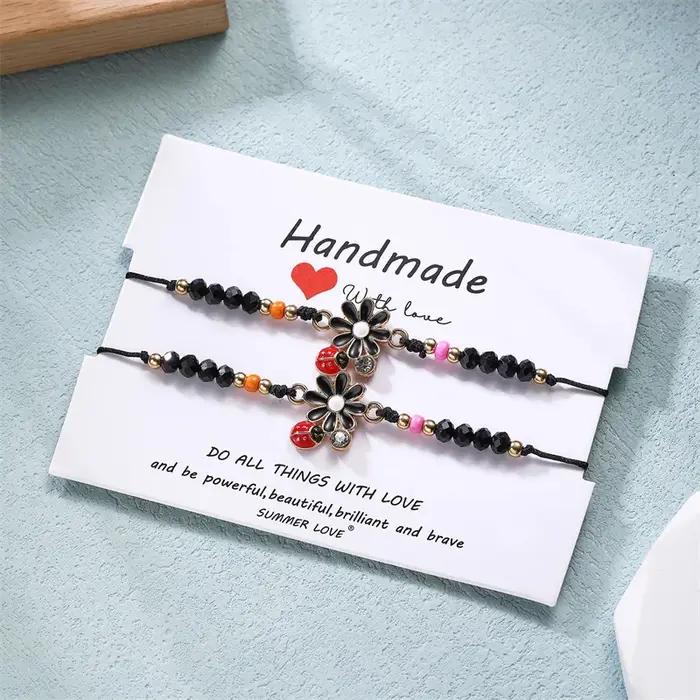 Bracelet tendance et mignon en forme de coccinelle et de marguerite pour femmes