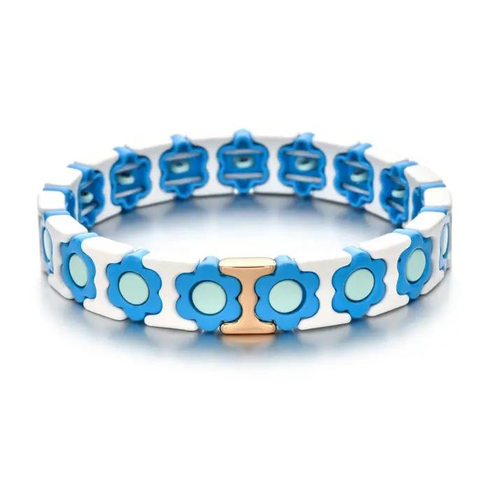 Bracelet à breloques en métal avec motifs géométriques colorés pour femmes et hommes, ajustable, pour diverses occasions et styles