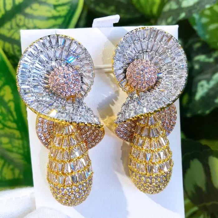 Missvikki luxe brillant goutte pendentif boucles d'oreilles pour les femmes quotidien à la mode Original fille cadeau Bloom haute qualité coréen accessoires