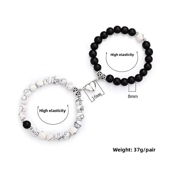 Bracelet magnétique en forme de cœur pour couple