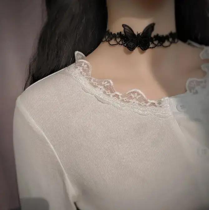 Collier en dentelle noire fait main pour femmes et hommes occasions spéciales papillon tridimensionnel elegance unique