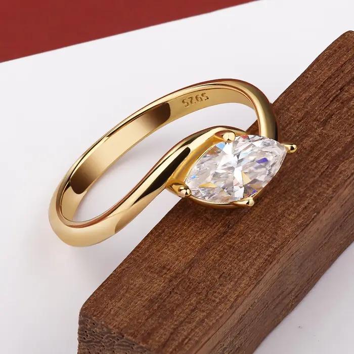 BXINY 1/2CT Marquise Moissanite bague S925 argent plaqué or 18K pour femmes hommes Solitaire alliance cadeau bijoux fins avec GRA