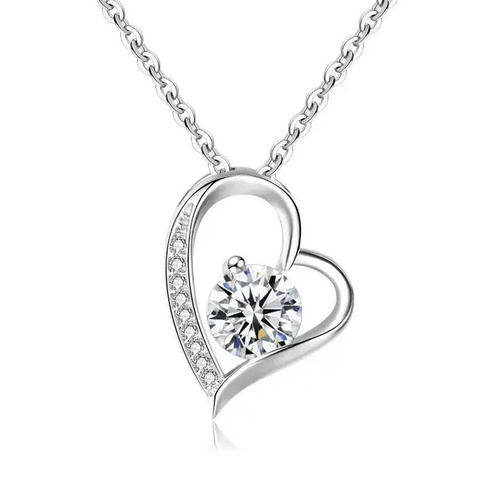 Nouveau collier en argent Sterling 925 coeur 5A Zircon pour femmes