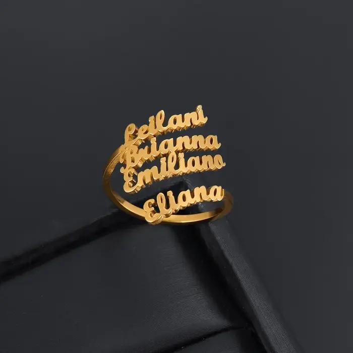 Bague Double nom personnalisée pour hommes et femmes
