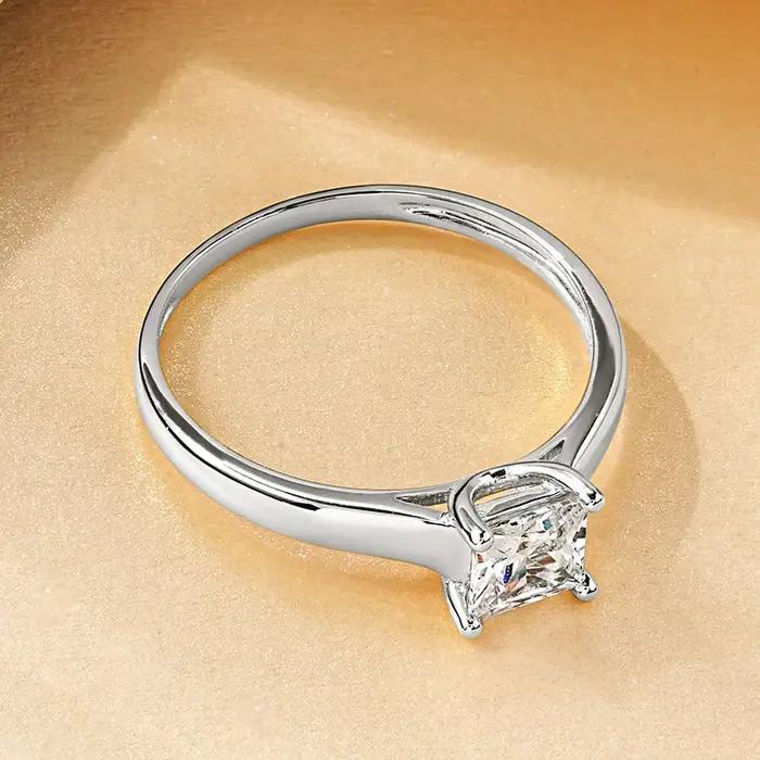 Rrjzz – bague de fiançailles plaquée or 14 carats pour femme