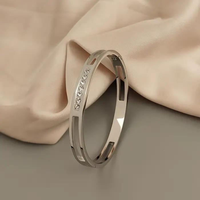 Bracelet plaqué or en acier inoxydable, design Original, simple, en zircon, cadeau pour dames, offre