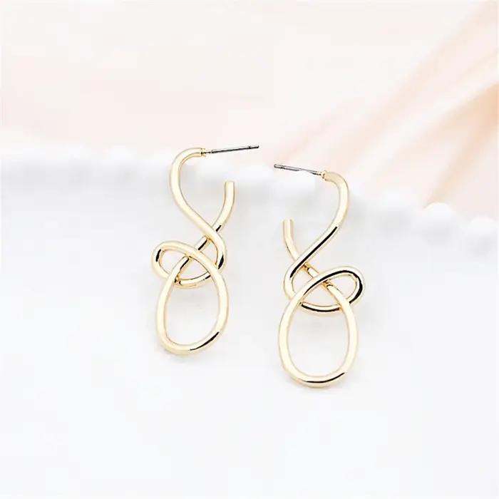ANENJERY couleur or géométrie lignes enveloppées boucles d'oreilles pour les femmes tempérament mode Niche Design bijoux cadeaux en gros