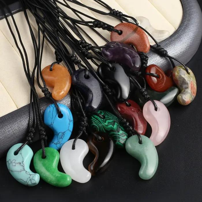 Mini collier pendentif en forme de virgule pour hommes et femmes