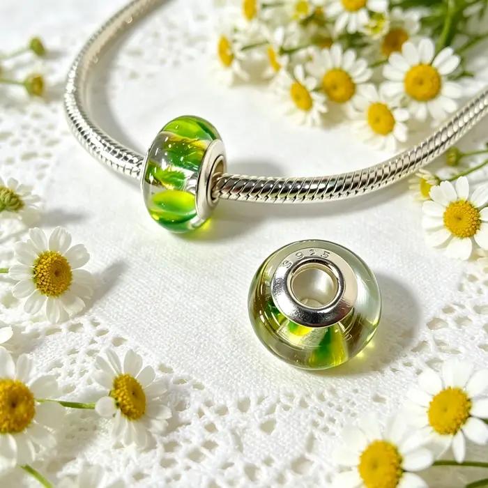 Breloque en verre de Murano en argent S925