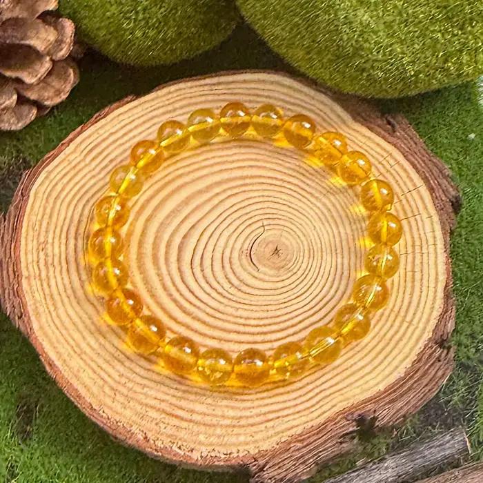 Bracelet en perles de citrine naturelle pour femmes et hommes