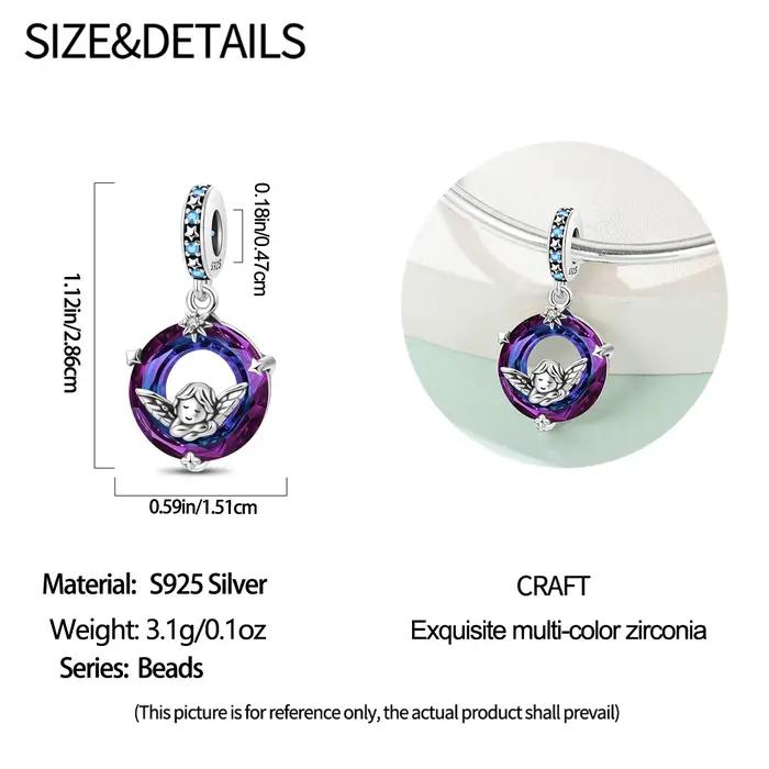 Perles d'aile de pendentif d'ange en argent regardé 925