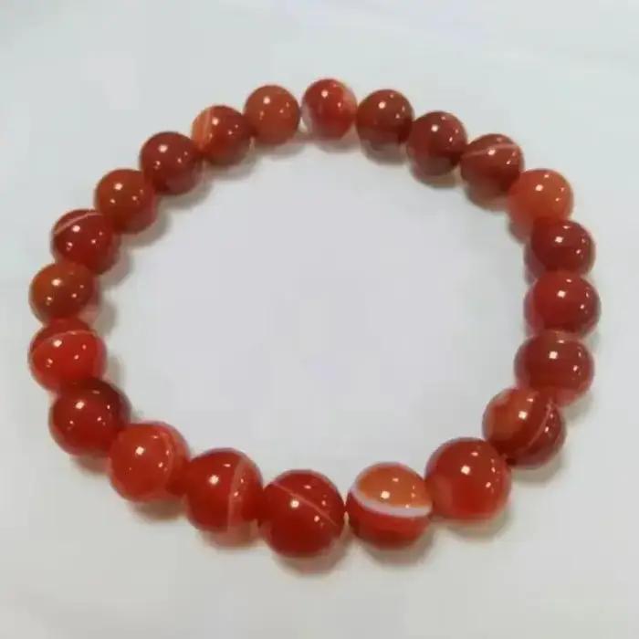 Bracelet en perles à bandes rouges fait main, ethnique, bohème, unisexe, réglable, cadeau