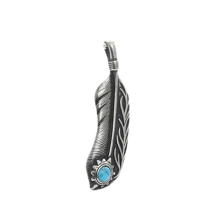 Collier de plumes vintage en acier inoxydable pour hommes et femmes, bijoux de motard punk, pendenti