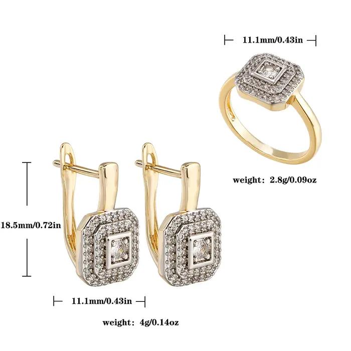 Boucles d'oreilles en zircon incrusté de conception carrée