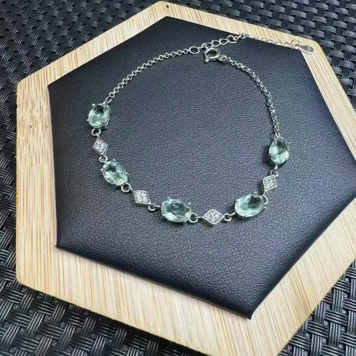Unité un Bracelet 925 argent avec coût personnalisé cristal de Fluorite naturel guérison