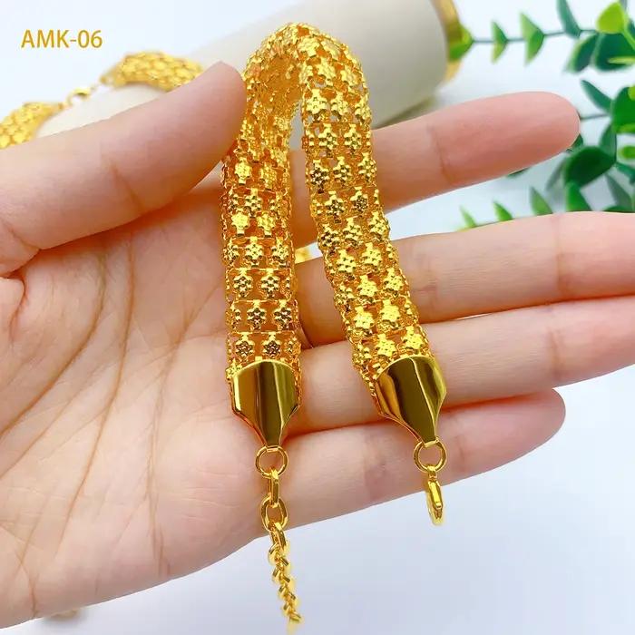 Ensemble de bijoux ANIID plaqué or 24 carats collier et boucles d'oreilles pour femmes mariage et occasions spéciales influences indiennes africaines