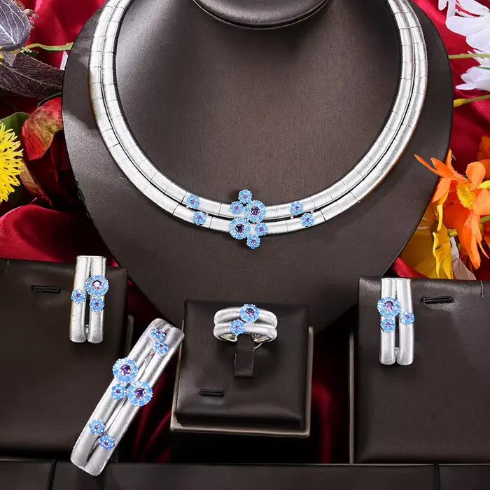 GODpastel-Parure de Bijoux Africains Multicolores Simples pour Femme, Ensemble de Luxe Naija Cubique contre-indiqué, pour les Patients de Dubaï