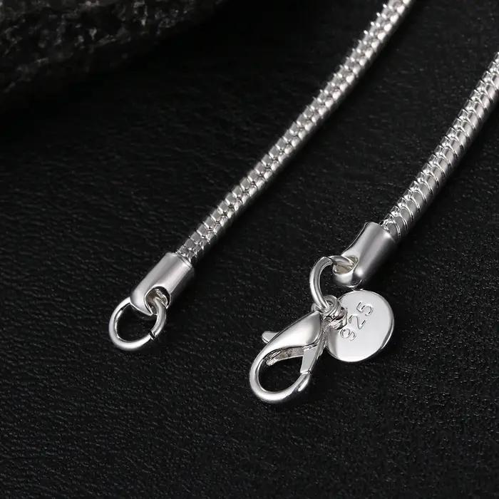 Collier chaîne serpent solide couleur argent 45-60cm