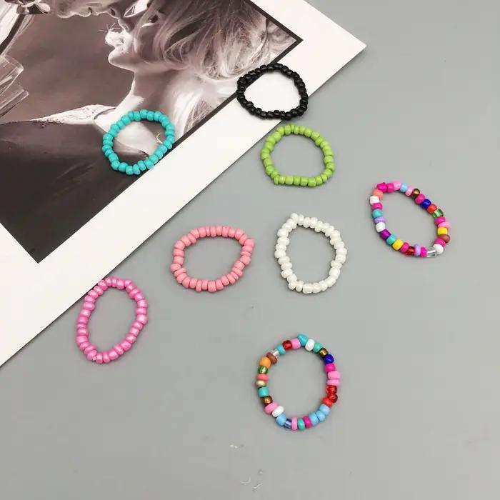 Bagues en perles de rocaille simples pour femmes