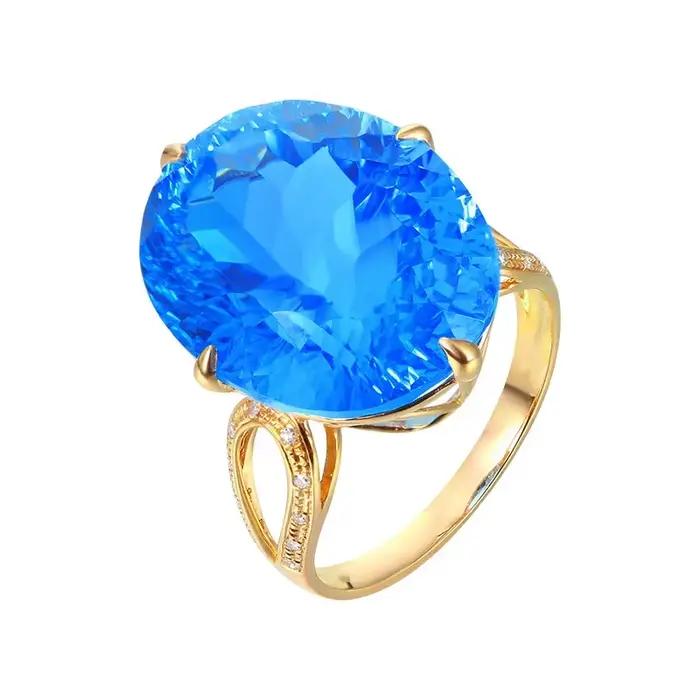 Bague en or 14K pour femmes, bijoux fins en saphir, boîte Anel De pierres précieuses, alliances De mariage, saphir bleu, boîte De bagues en pierres précieuses