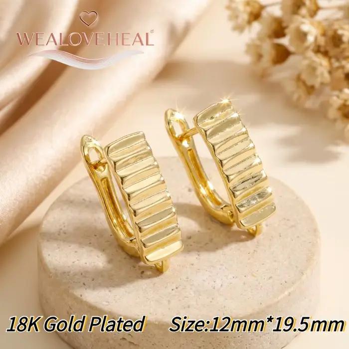 6 Styles de Supports de Boucles d'Oreilles de Luxe à Leverback, en Laiton Plaqué Or 18K, avec Pavé d