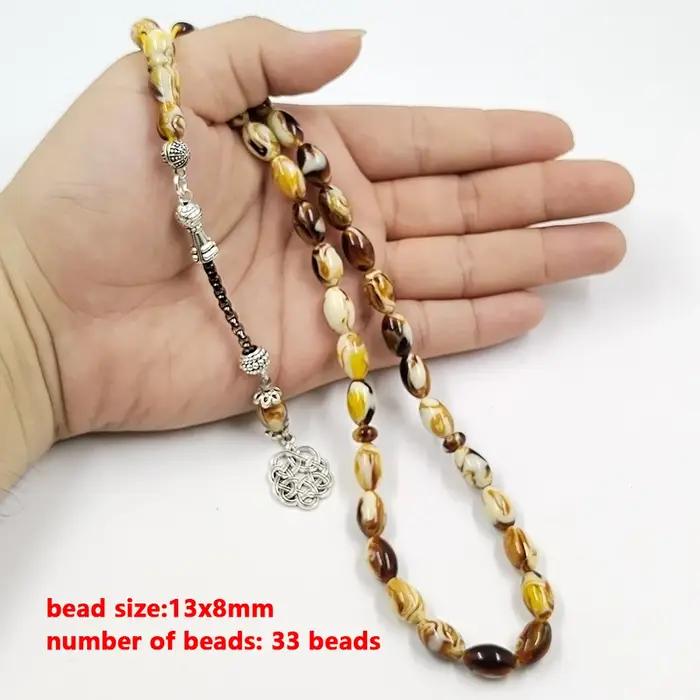 Tasbih Mistak – bracelet misbaha musulman en résine jaune