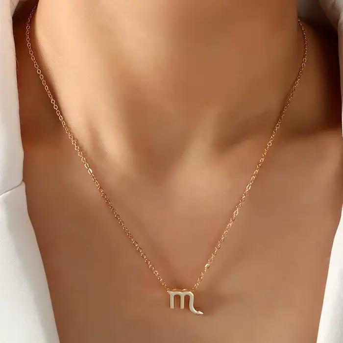 Collier avec 12 signes du zodiaque pour femmes, 1 pièce, 12 constellations, chaîne à breloques, pendentif ras du cou, bijoux d'anniversaire avec carte en carton