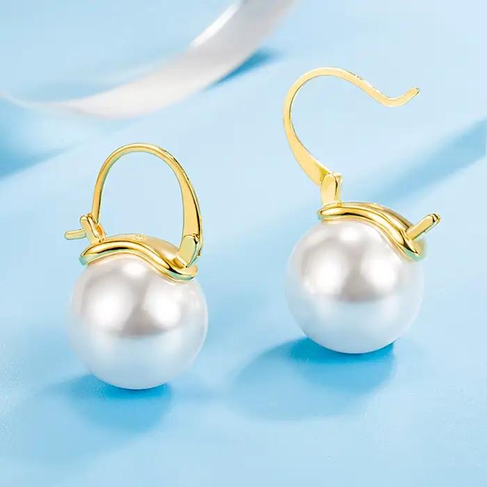 Boucles doreilles argent sterling perles blanches femmes mariage fiancailles soirée festive elegant accessorize special occasions