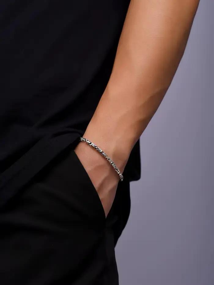 Bracelets en argent massif S925 pour hommes et femmes