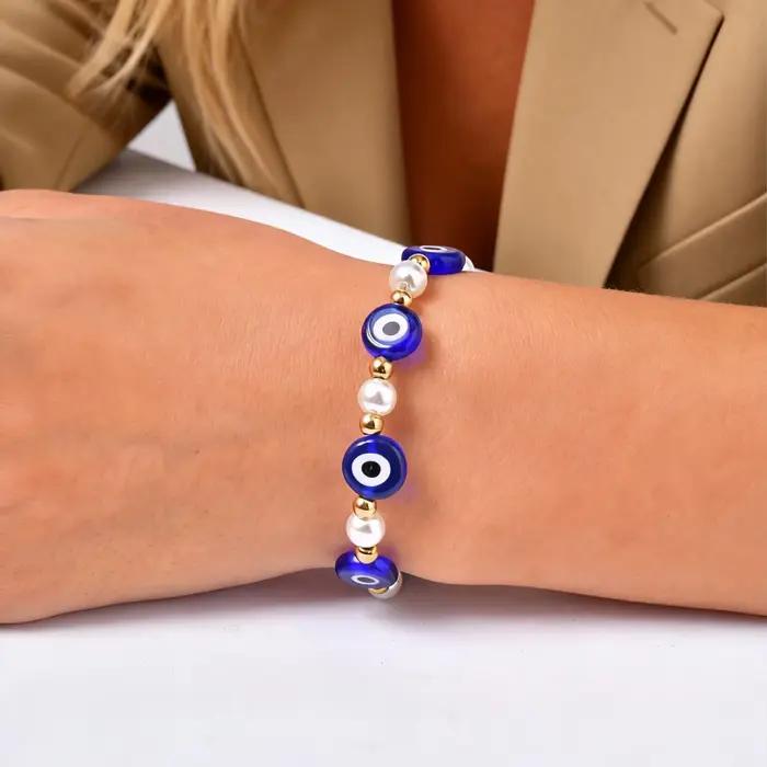 Bracelet de perles commissionné pour femme, bijoux empilables simples, 10mm