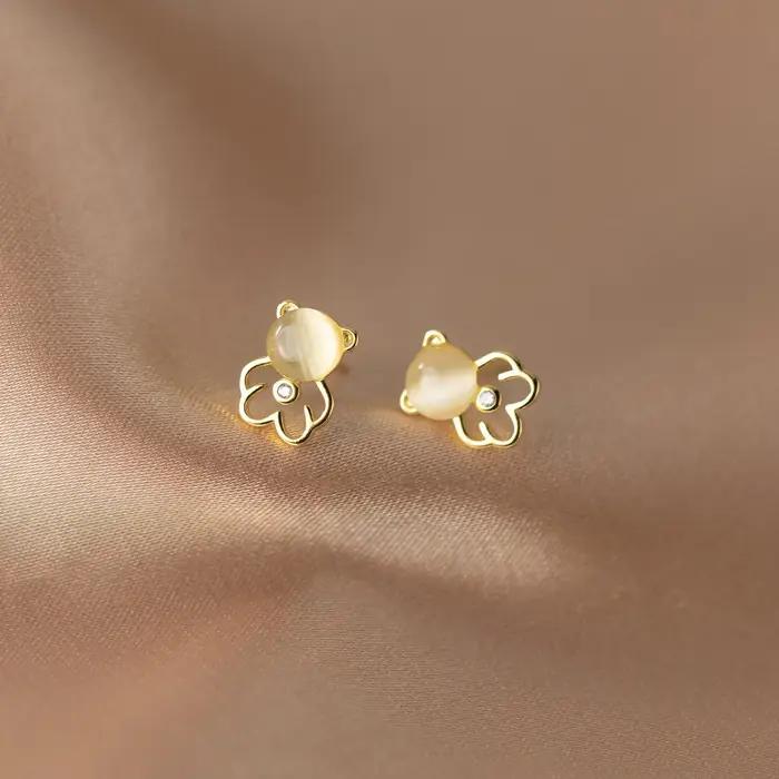 Boucles d'oreilles ours en cristal en argent Sterling 925 pour femmes et enfants occasions spéciales comme le mariage et les anniversaires