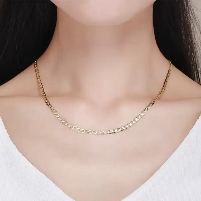 60 cm-80 cm 4mm mince 925 en argent Sterling avec couleur or gourmette chaîne lien colliers hommes bijoux Hiphop Collares kolye Collier ketting