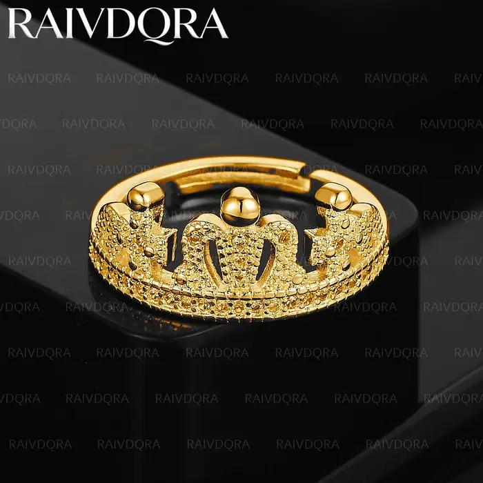 Bague de mariage couronne plaquée or 18 carats pour femmes