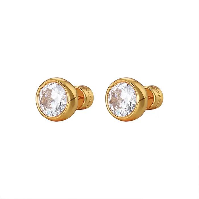 Boucles d'oreilles rondes brillantes en Zircon