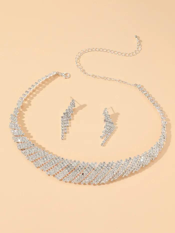 Collier en cristal avec strass pour femmes, chaîne, cadeau de mariage