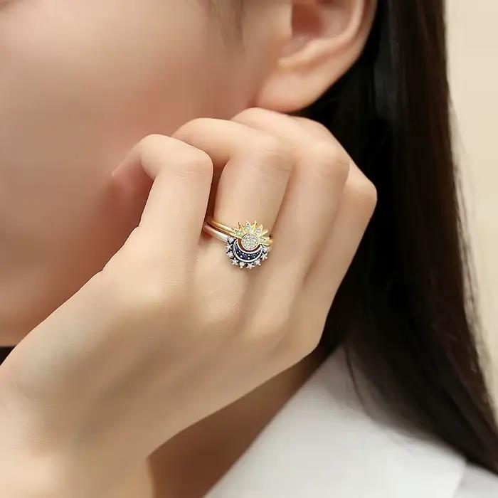 Bague en argent sterling 925 sertie de zirconium blanc et pierres précieuses pour femmes occasions d'engagement romantique et mignonnes