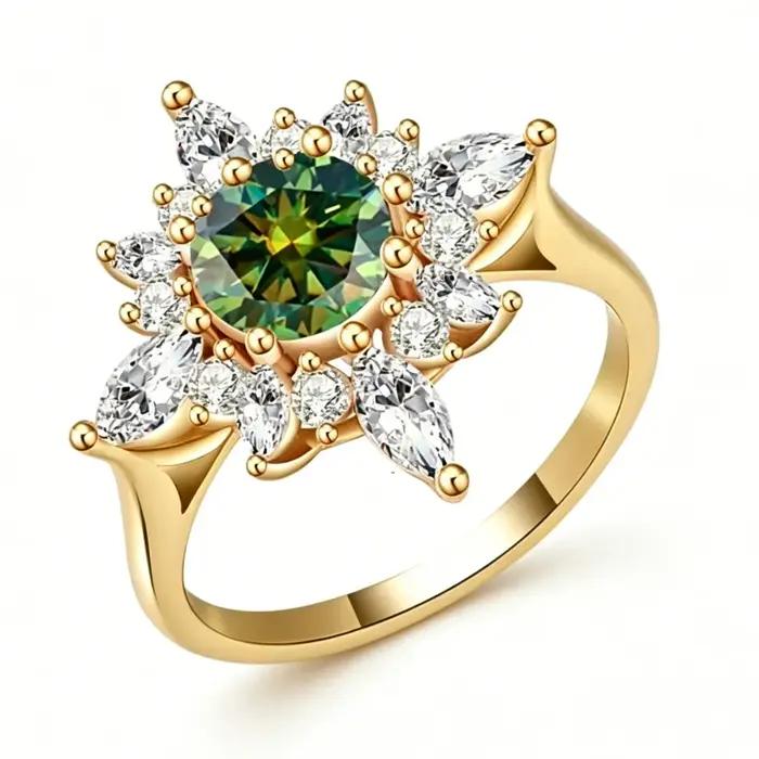Bague Cocktail Halo Soleil en Argent 925 Couleur Or Rose