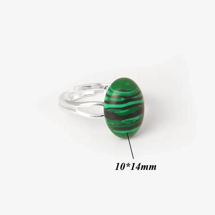 Cabochon pierre naturelle anneau 10*14MM ovale Agates Turquois quartzs gemme bague couleur argent ré
