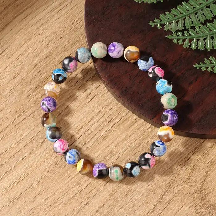 Bracelet en pierre naturelle colorée bohème pour femmes perles de 8mm chaîne élastique bijoux de fête et bien-être