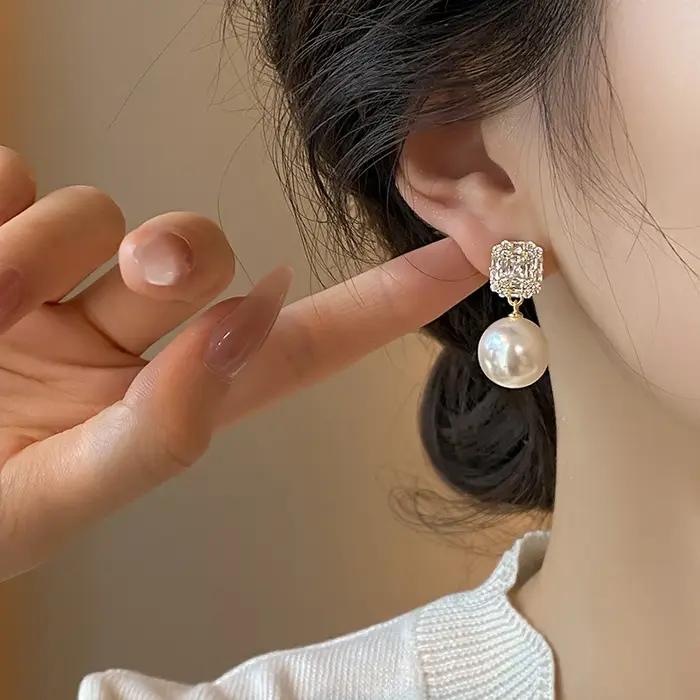 Boucles d'oreilles pendantes en perles de cristal pour femmes