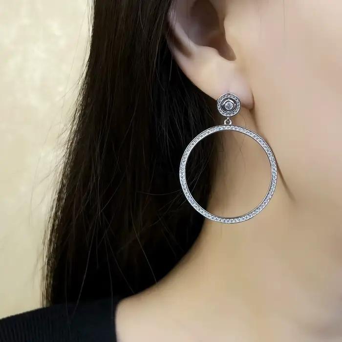Boucles d'oreilles rondes, bijoux fins Glam de Style européen pour femmes, cadeau en argent Sterling 925