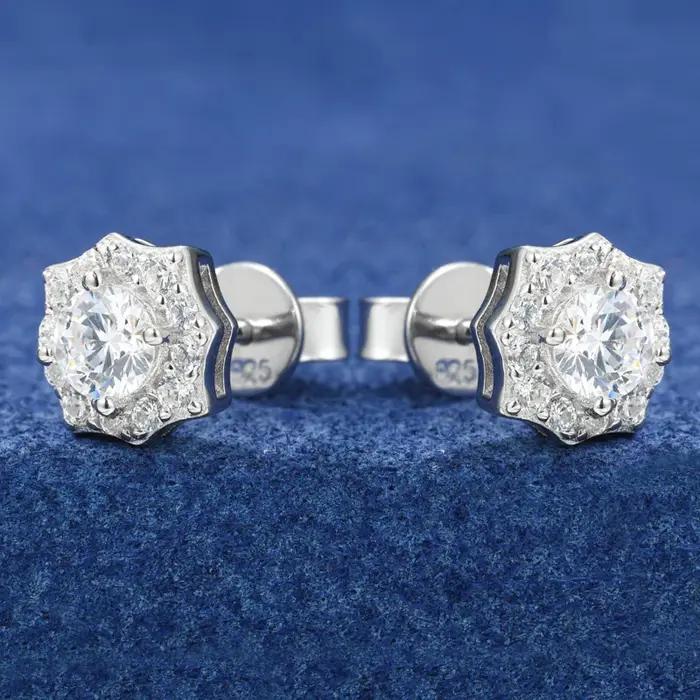 Boucles d'oreilles étoile à huit branches en Moissanite Bling D VVS pour hommes et femmes