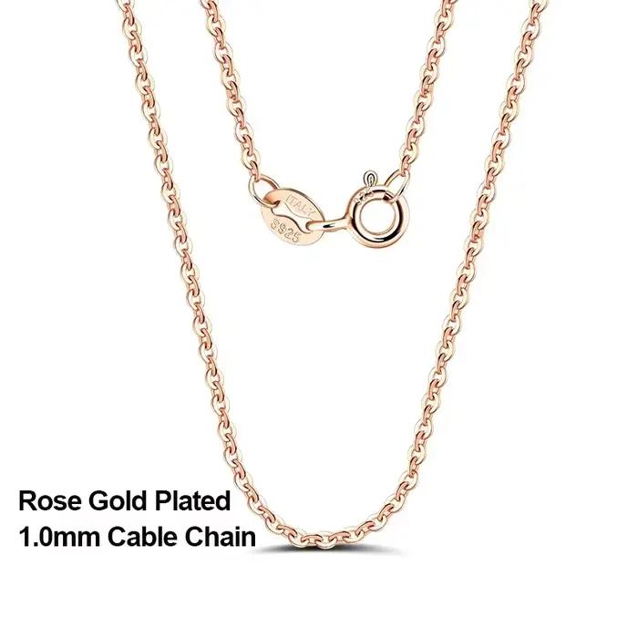 Rinntin or Rose 925 en argent Sterling mode câble lien chaînes collier pour femmes mince cou chaîne