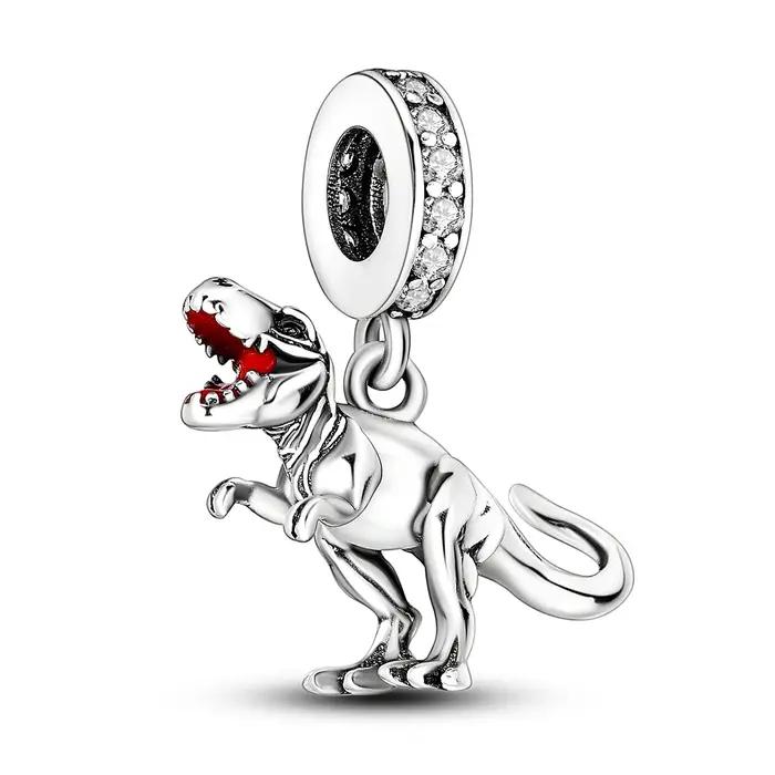 Dinosaure 925 argent balancent breloque idéal pour Bracelet pendentif bricolage pour femme bijoux de mode