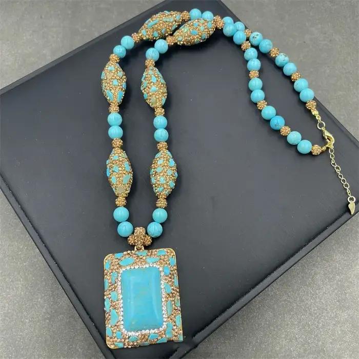 Bijoux turcs naturels bleu Turquoise pour femmes