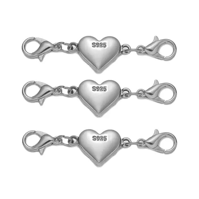 1 pièce Fermoir magnétique cœur pour bijoux, fermoir de collier magnétique, prolongateur de collier à double chaîne, fermoir mousqueton