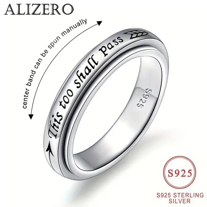 Bague rotative en argent sterling 925 – Citation "This Too Shall Pass", taille américaine réglable 6